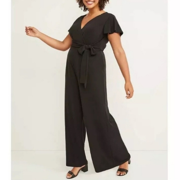 Lane Bryant Pants - Lane Bryant Deep V-Neck Flutter Sleeve Jumpsuit